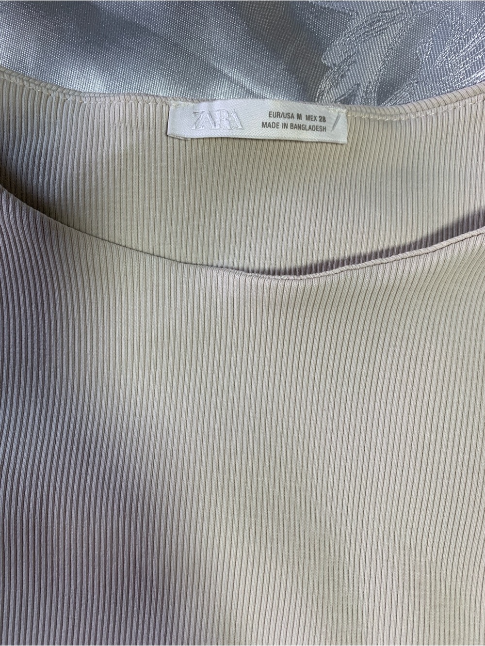 Zara Ivory Ribbed Draped Side Ruched Top Size M Fits a size Small - Picture 6 of 7